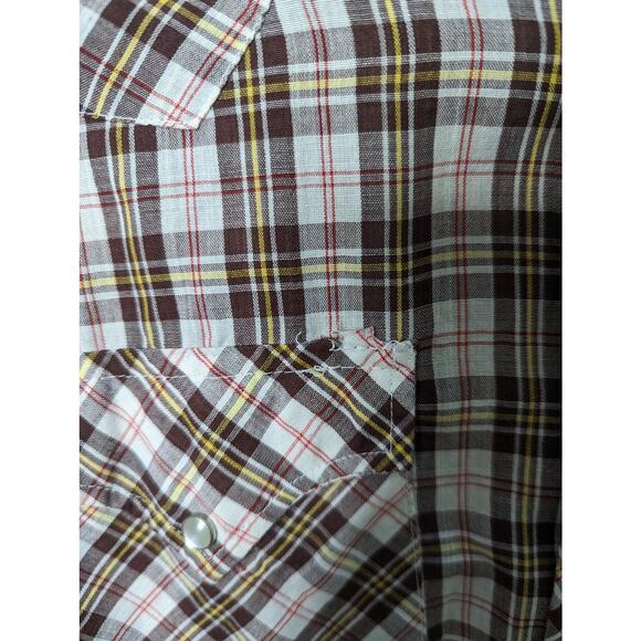 Vintage 70's Ely Plains Western Style Plaid Shirt Pearl Snap Buttons - Picture 4 of 9